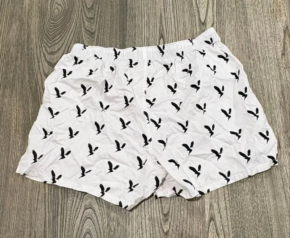 American Eagle Men's Elastic Waist Tiny Eagles Stretch Boxer Shorts White Large